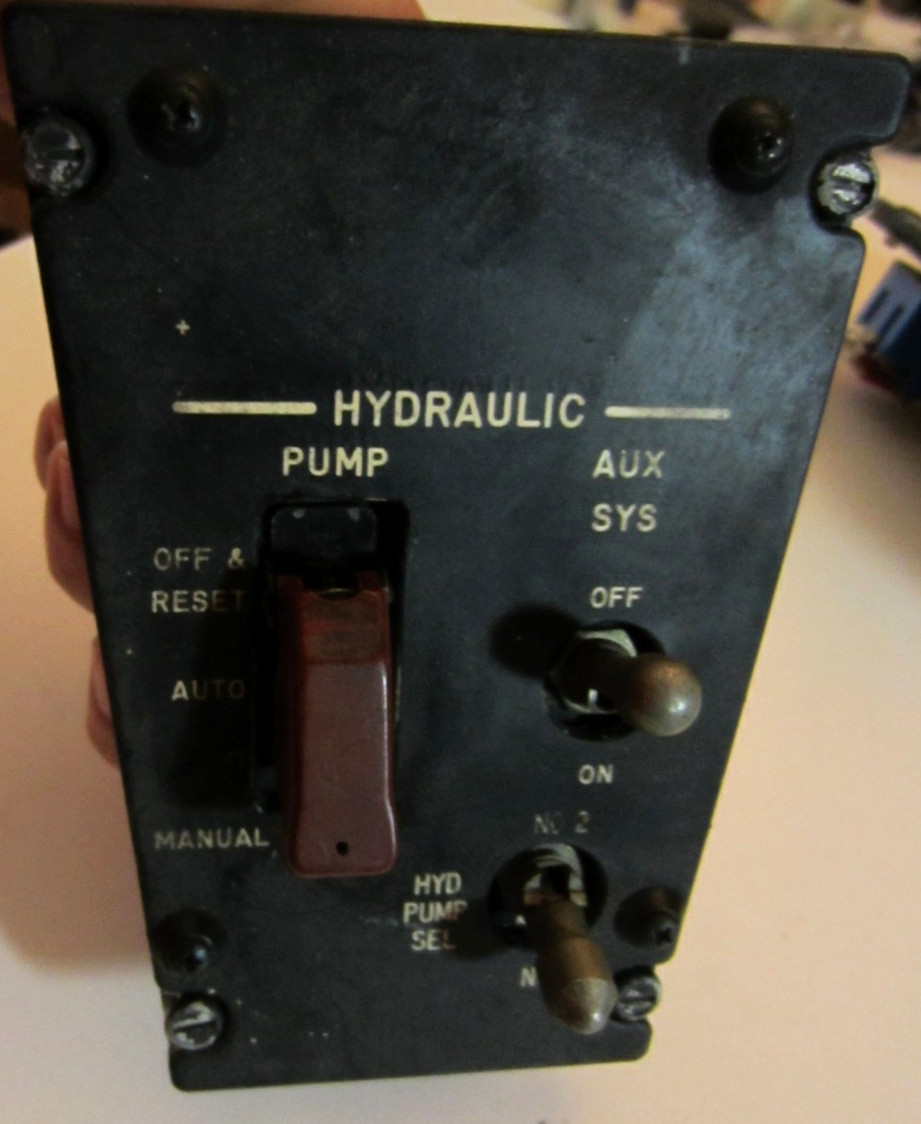 VINTAGE AIRCRAFT PANEL WITH SWITCHES AND BUTTONS AS PICTURED