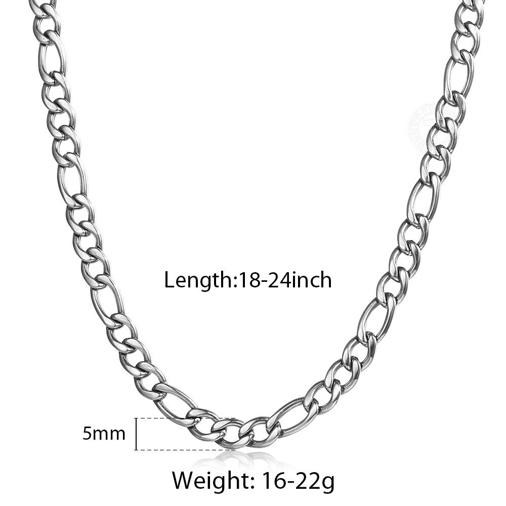 3/5/7/9mm Silver Stainless Steel Figaro Chain Necklace Choker Men Women 16-30"