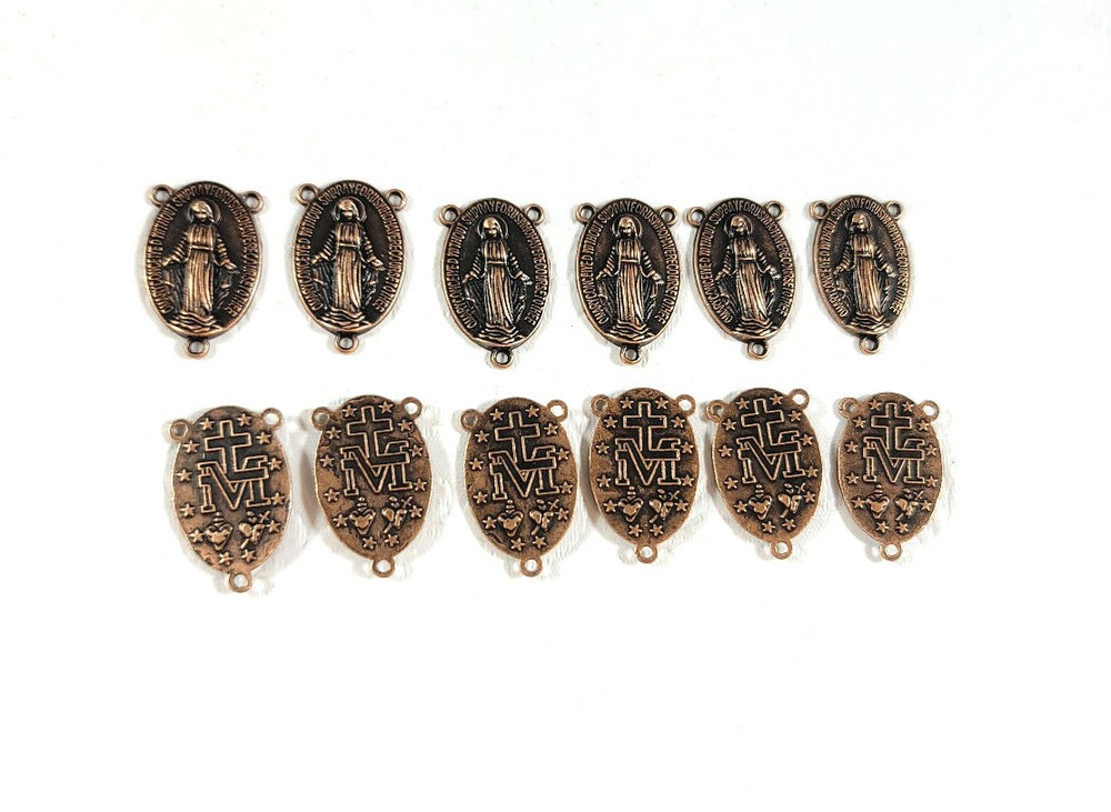 Miraculous Medal Rosary Centerpiece LOT of 12 Centerpiece Medals LIGHT COPPER
