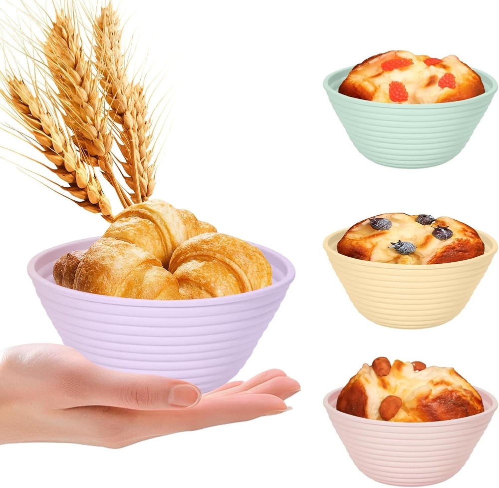 4Pcs Mini Silicone Bread Proofing Baskets 5" Sourdough Banneton Proofing Bas