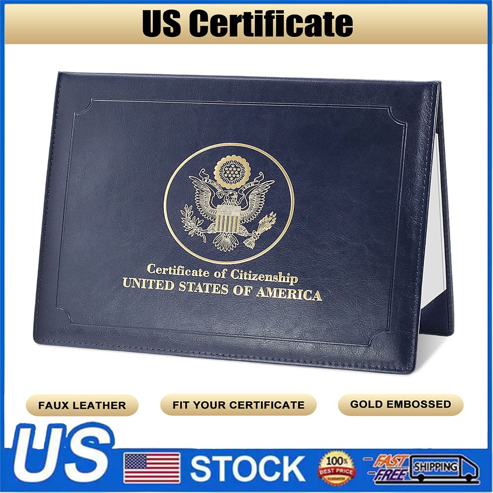 US Citizenship Certificate Holder Naturalization Padded Leatherette Cover