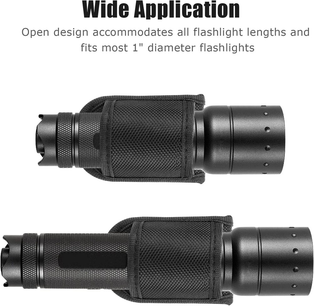 Flashlight Holster for Duty Belt, Open Top D Cell Compact Light Holder Case, Nyl