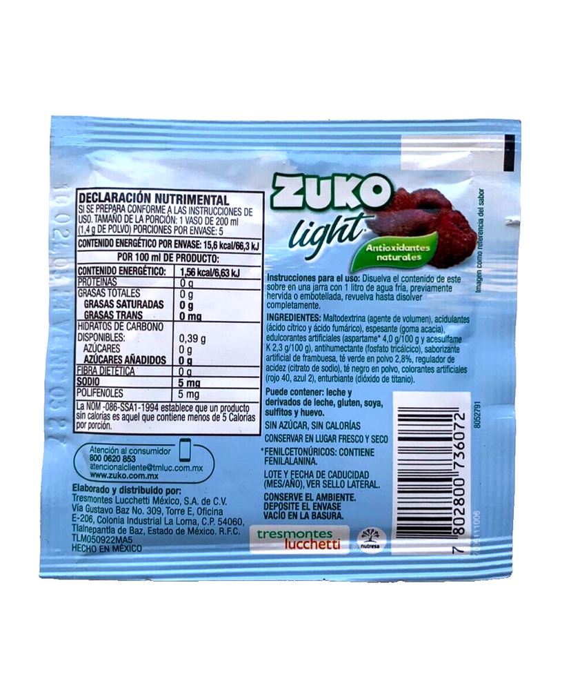12-Pk Zuko Light Frambuesa/Raspberry 7g/.24oz