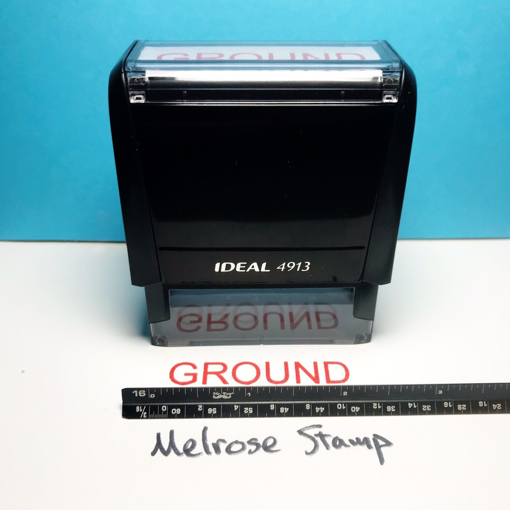 Ground Rubber Stamp Red Ink Self Inking Ideal 4913