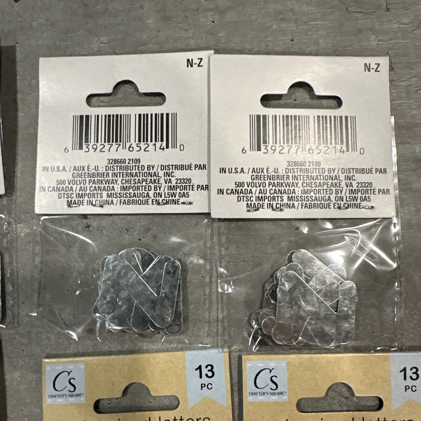 Crafter’s Square Galvanized Metal Letters 1" in Tall A-Z 6x Full Alphabet