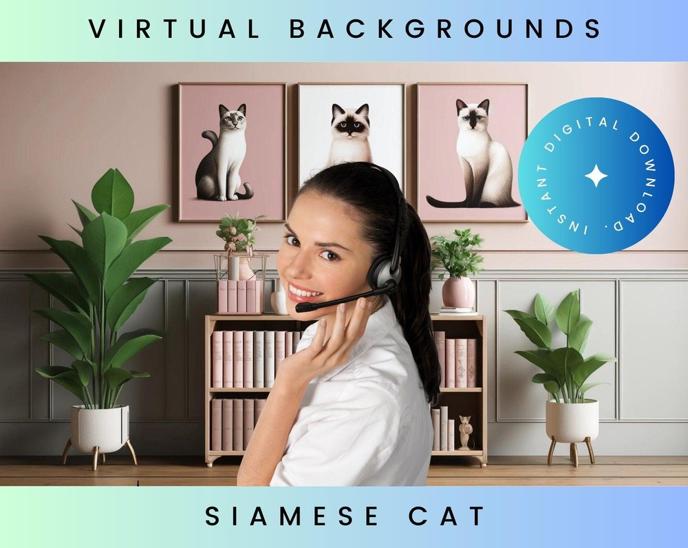 Siamese Cat Pink Zoom Backgrounds