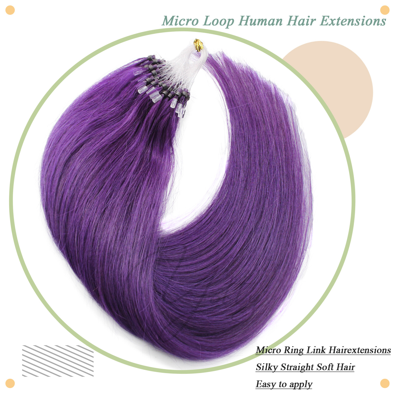 Micro Ring Loop Tip Remy Human Hair Extensions Straight Micro Beads Link Hair US