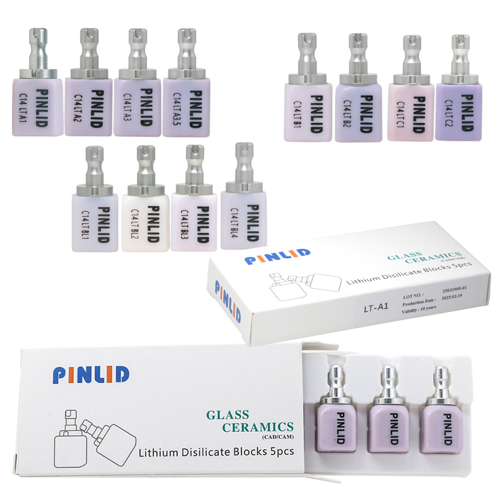 US Glass Ceramic Emax CAD CAM Block LT C14 Dental Lithium Dislicate Blocks CEREC