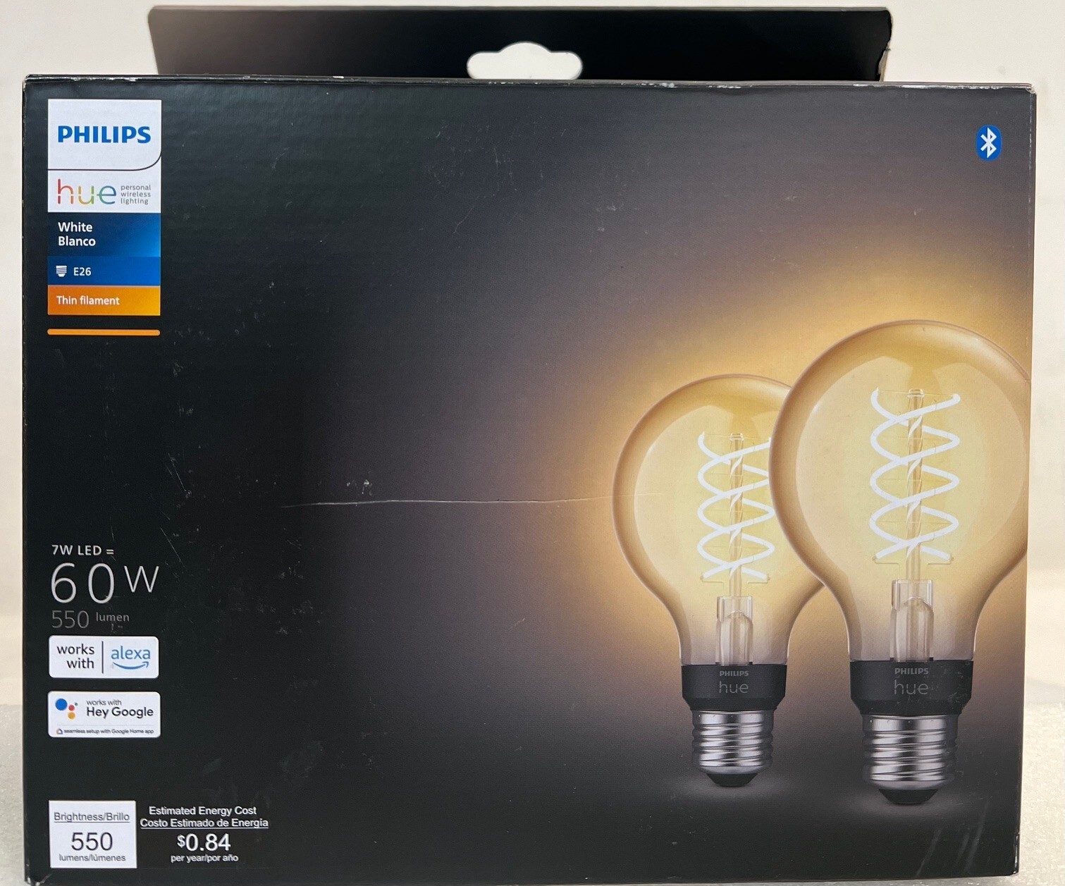 Philips Hue 2-Pack Dimmable Warm White Vintage Smart G25 Edison Bulb -FREE S/H