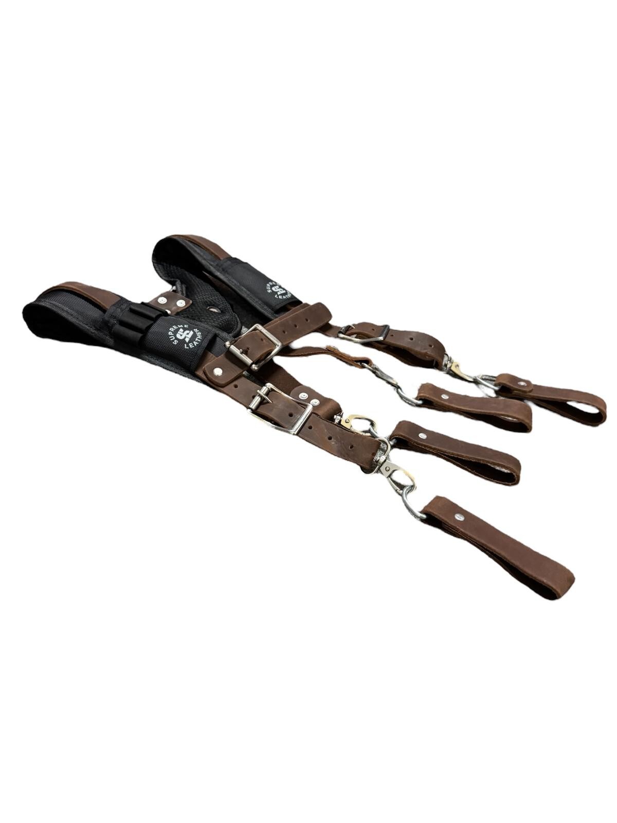 Padded Tool Belt Suspenders Adjustable Work Suspenders with 4 Detachable D-Loops