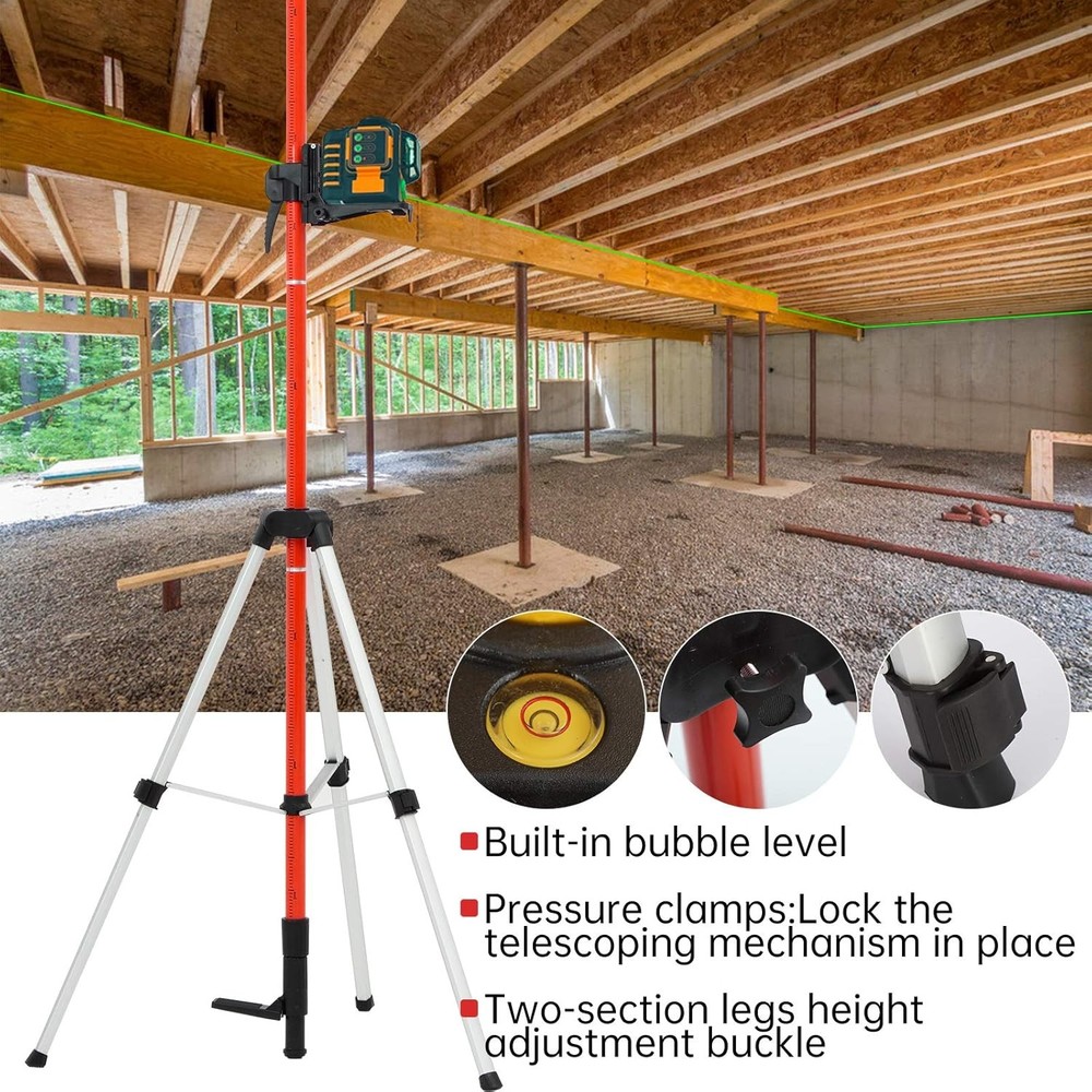 Telescoping Pole, Laser Level Support Pole with Red & Black