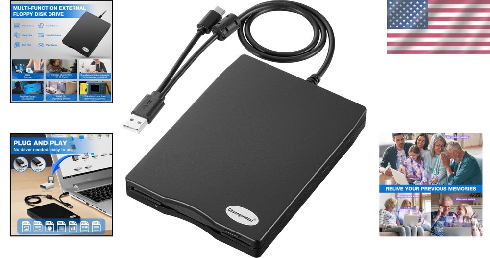 Slim External USB Floppy Disk Drive Reader Windows 11/10