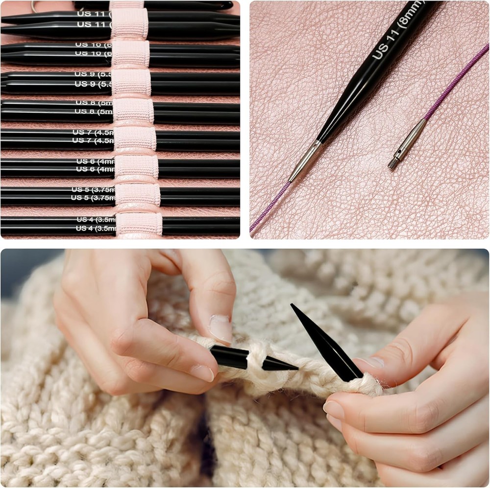 Elegant 9-Pair Interchangeable Circular Knitting Needles for Creative Projects