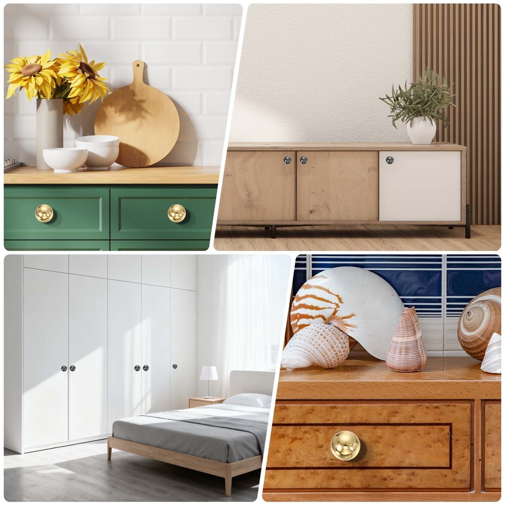 6 Pcs Cabinet Knobs, 1-3/8" (35mm) Diameter Knob for Kitchen, Matte Black