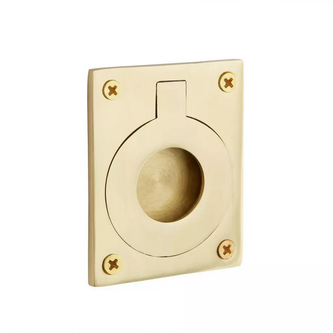 Small Rectangular Recessed Ring Pull - Brushed Nickel