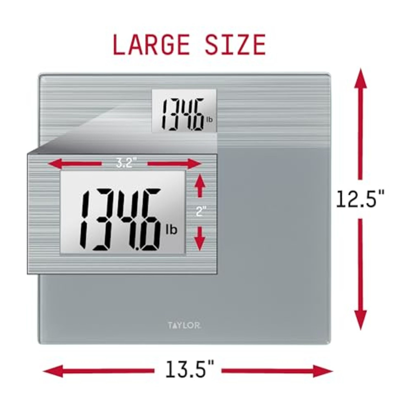 Taylor Digital Bathroom Scale – Stainless Steel Gray Platform , 500 lb Capacity