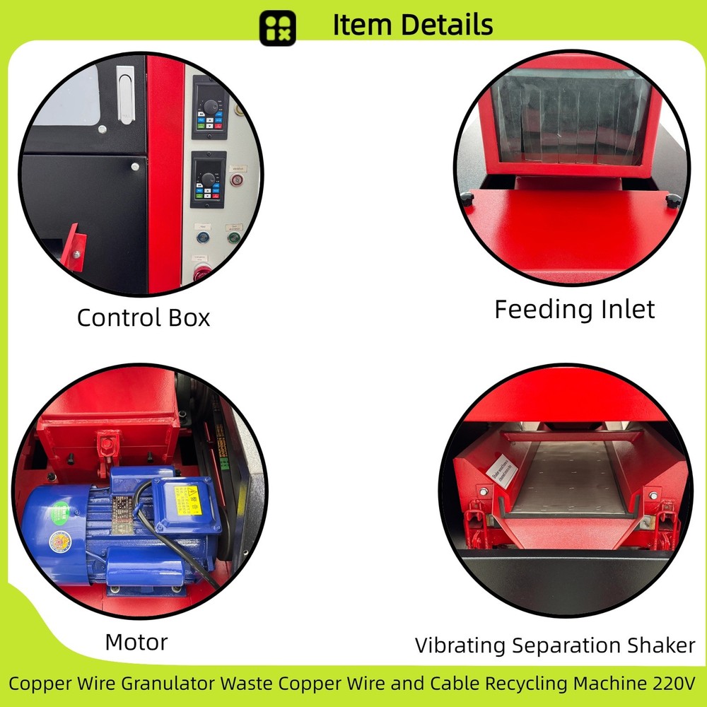 Copper Wire Granulator Waste Copper Wire Cable Recycling Machine 220V 1 Phase
