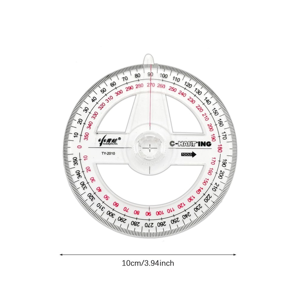 360° Protractor Set (20-Pack) – Clear Plastic Math Protractors for Geometry, ...