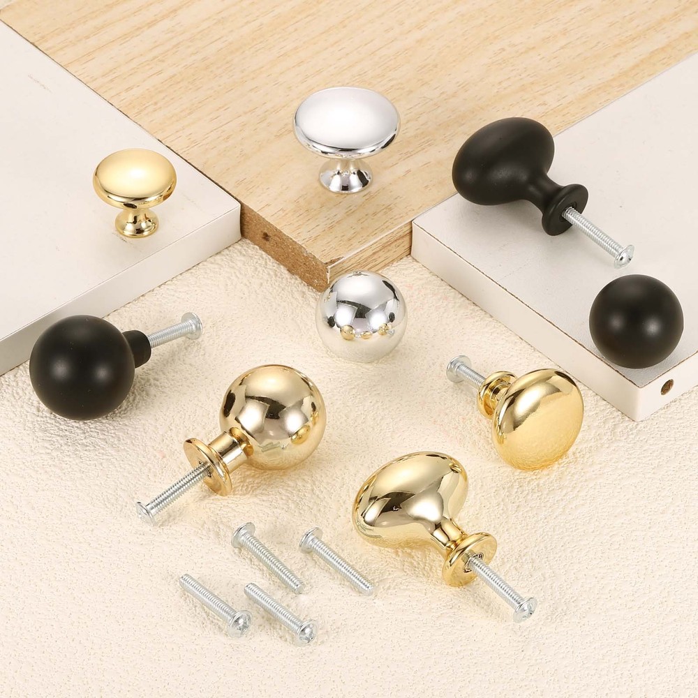 6 Pcs Cabinet Knobs, 1-3/8" (35mm) Diameter Knob for Kitchen, Matte Black