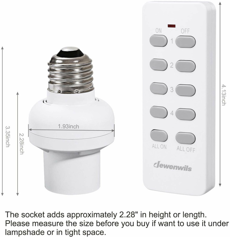 DEWENWILS Remote Control Light Lamp Socket Programmable, 4 Sockets 2 Remotes