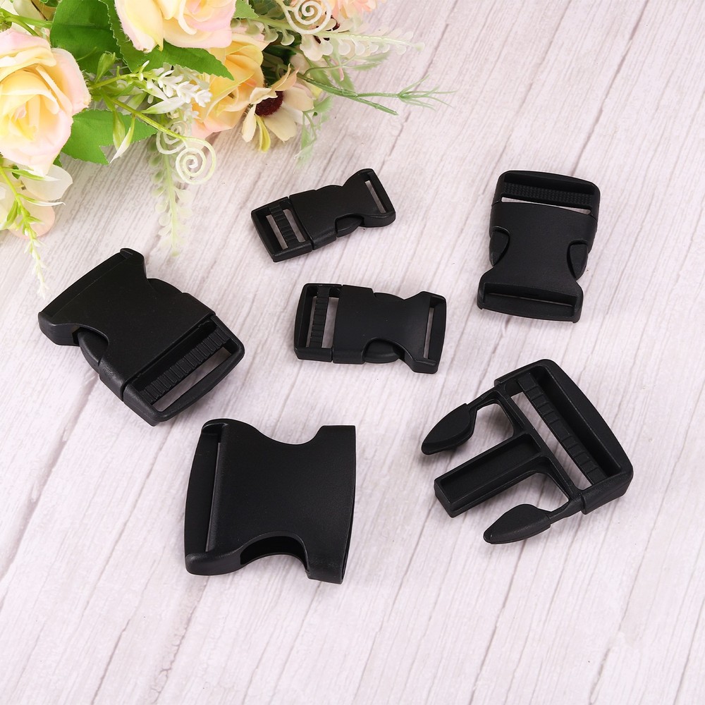 4Pcs 1" Plastic Dual Adjustable Side Release Buckle for Backpack Strap Black