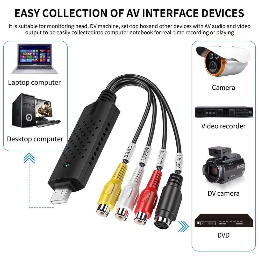 USB 2.0 VHS to Digital Converter - Easy Capture for Windows & Mac Users