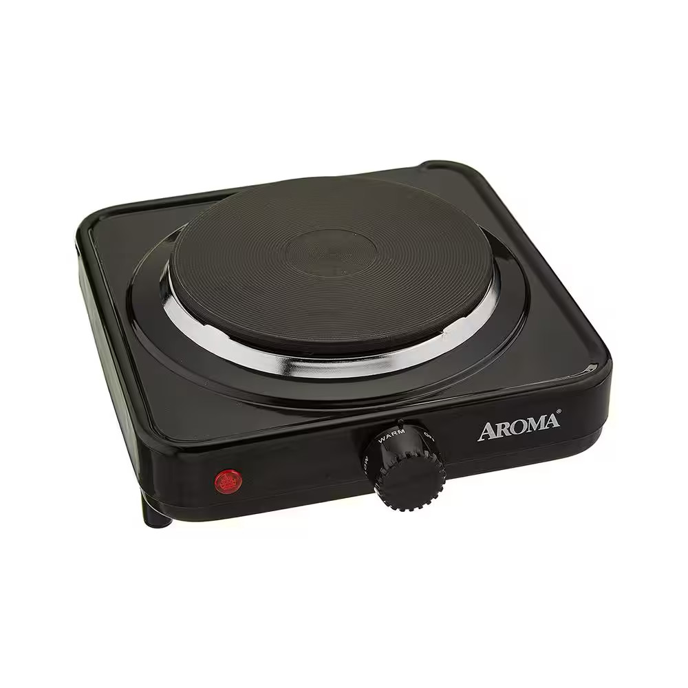 Single Burner 5.8 In. Black Diecast Hot Plate with Temperature Control