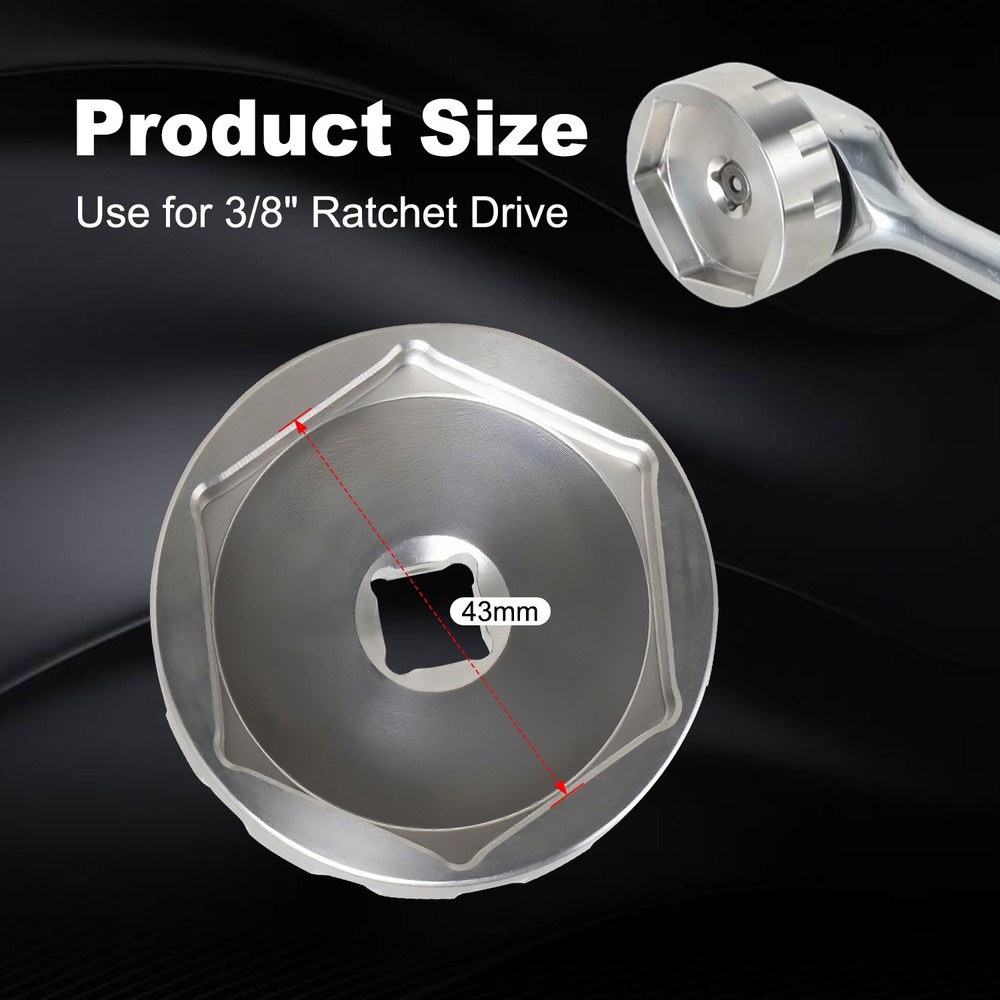 Fork Topcap Socket 3/8 Drive Flat Socket for Bike & Motorcycle 43mm