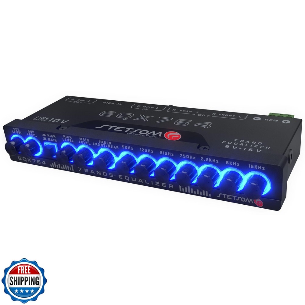 Stetsom EQX764-7 Band Equalizer, Pre-Amp Car Audio Graphic Equalizer with 4 I