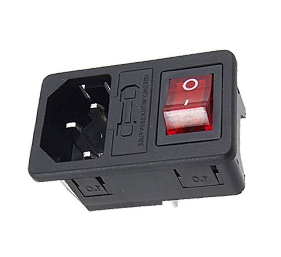 Inlet Panel mount Power Socket with Fuse Switch 10A 250V + connector Terminals