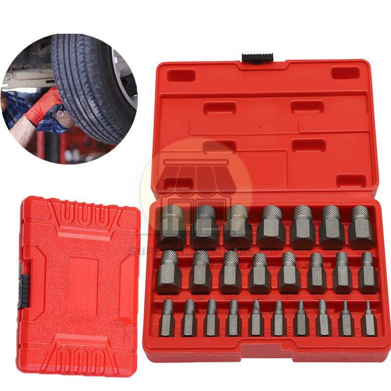 25PCS Multi-Spline Screw Extractor Set Hex Head Bit Socket Wrench Bolt Remover