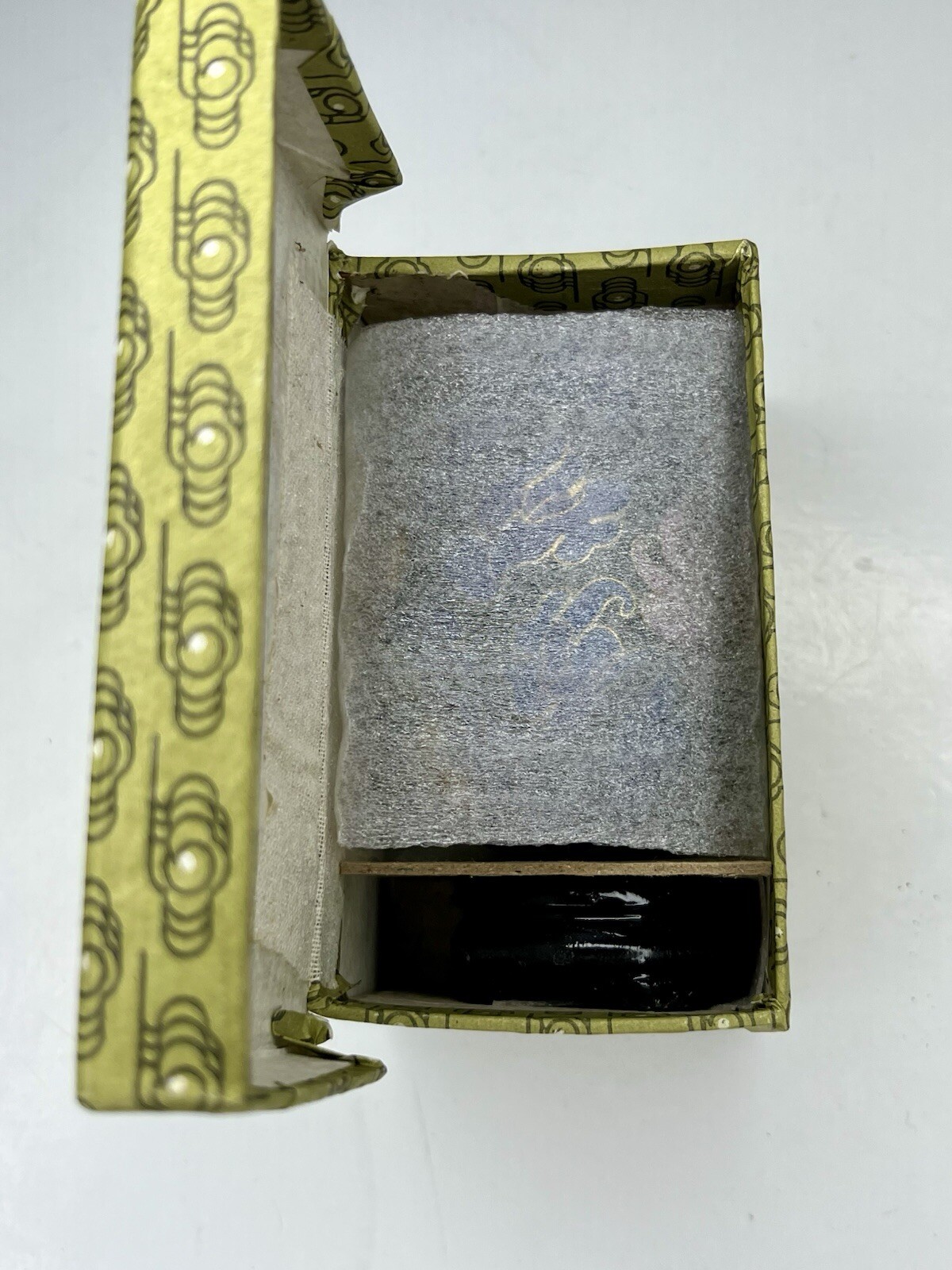 Vintage Chinese Black Cloisonné Enamel Copper Egg Pink Flowers Wood Stand In Box