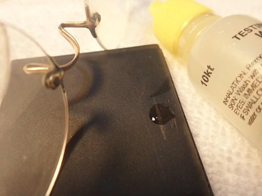 10K SOLID GOLD 3 PIECE RIMLESS FRAME WITH "PASTE ON" BIFOCALS FULLY INTACT!