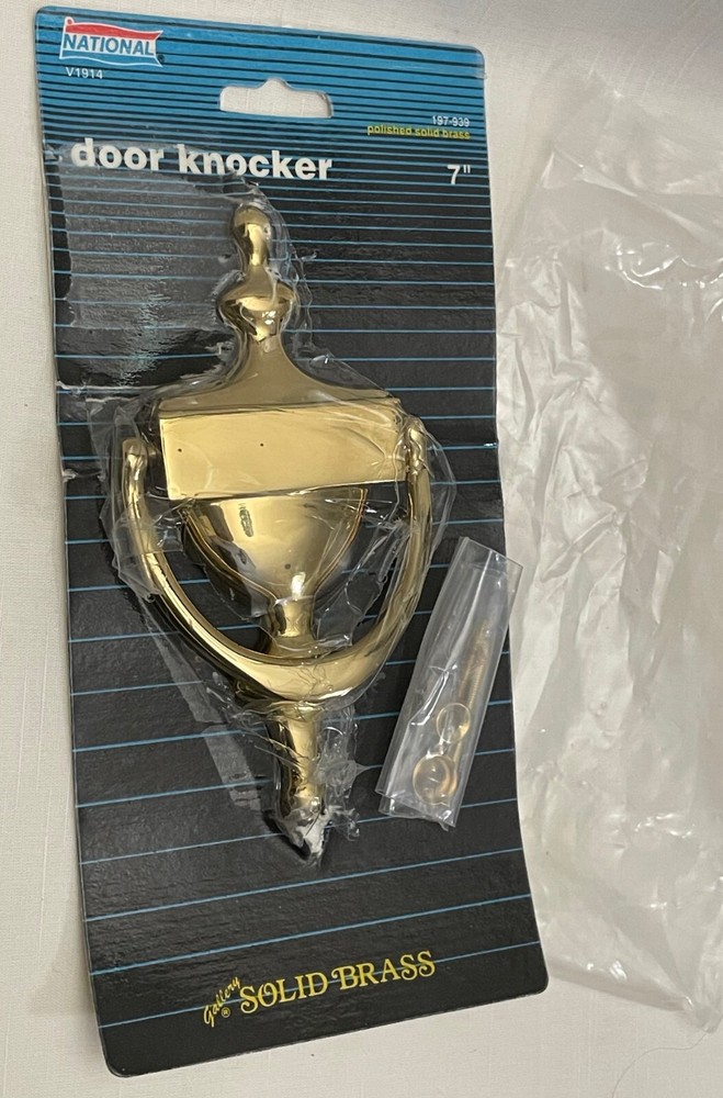 Large 7" Solid Brass Door Knocker National NOS in Package