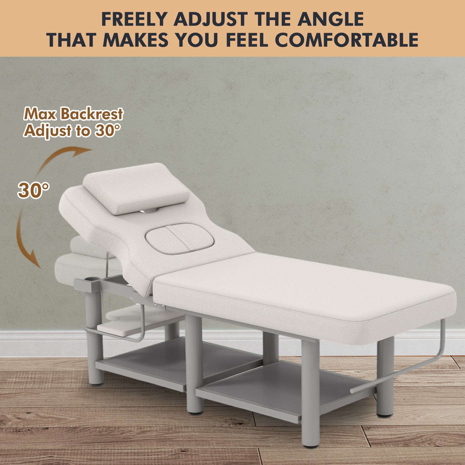 Pro Massage Treatment Table Facial Bed Adjust Backrest Open-Chest Salon Beauty
