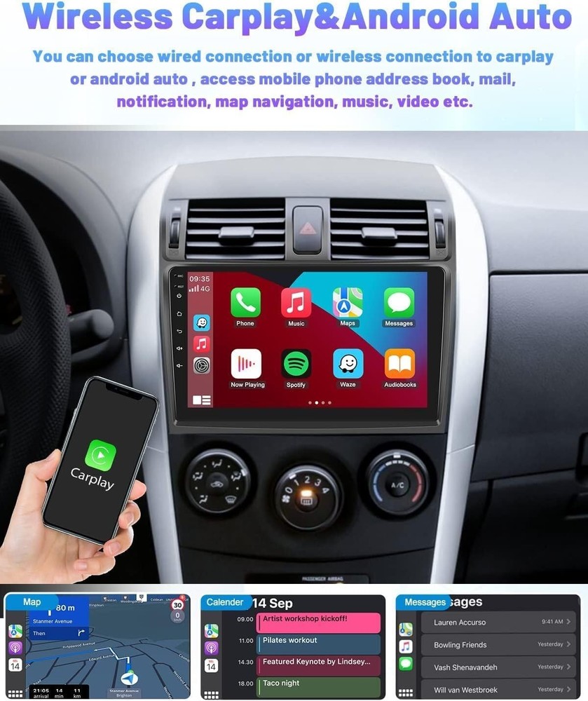 Android 13 Double Din Stereo for Corolla 2009-2013 GPS Bluetooth Camera