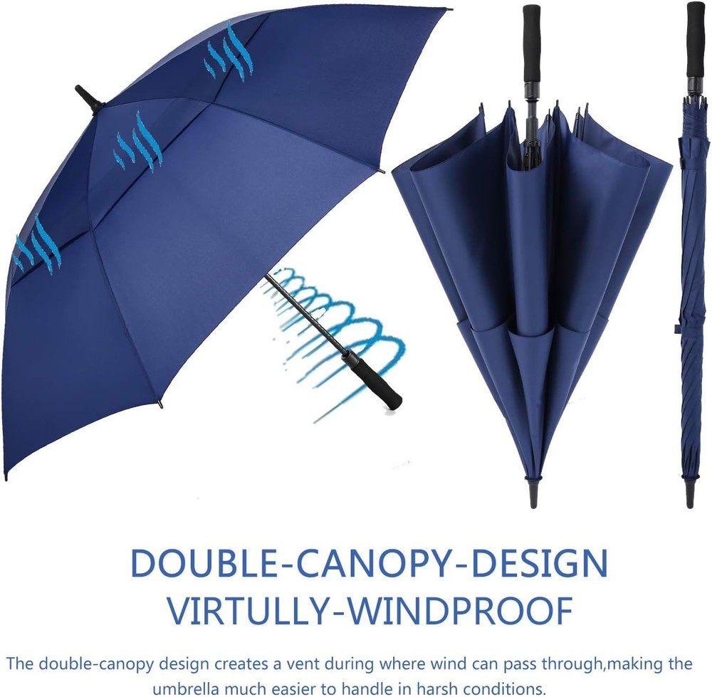Extra Large Golf Umbrella, 54/62/68/72 Inch Automatic Open, Oversize Double C...