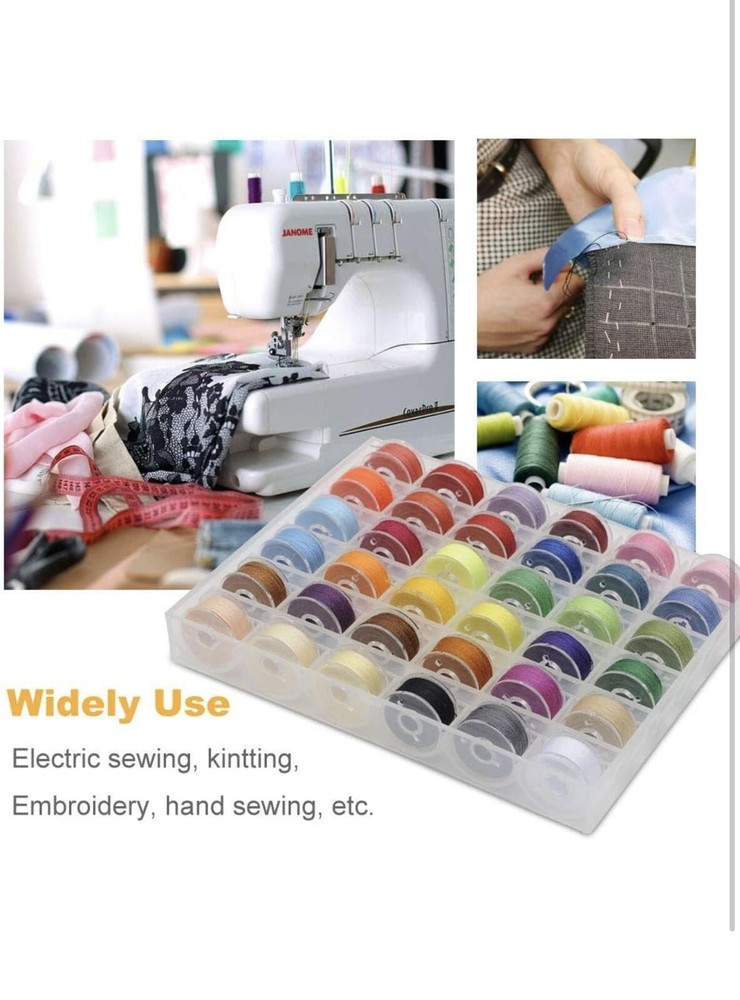 36Pcs Bobbins and Sewing Threads with Bobbin Case for Multiple Sewing Machine...