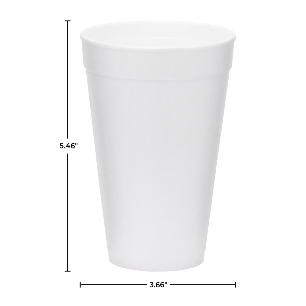WinCup Foam Drink Cups, White, 16 oz..
