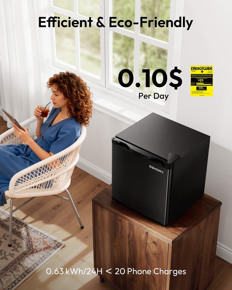 1.7 Cu.Ft Mini Fridge, Reversible Single Door Compact Refrigerator, Adjustabl...