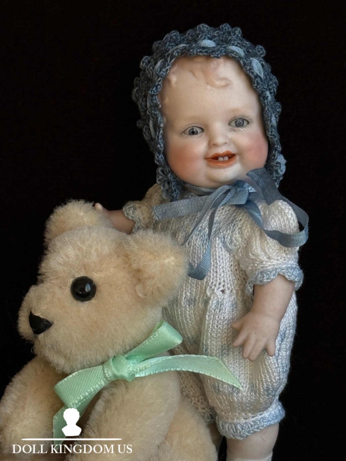 Antique German 4.5" All Bisque Georgene Averill Bonnie Babe Sleepy Eye Baby Doll