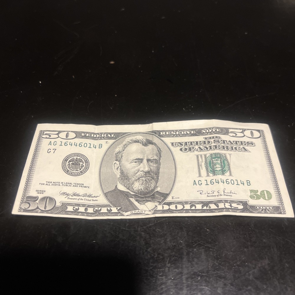 1996 RARE FIND $50 Dollar Bill (NOTE) Error Miscut