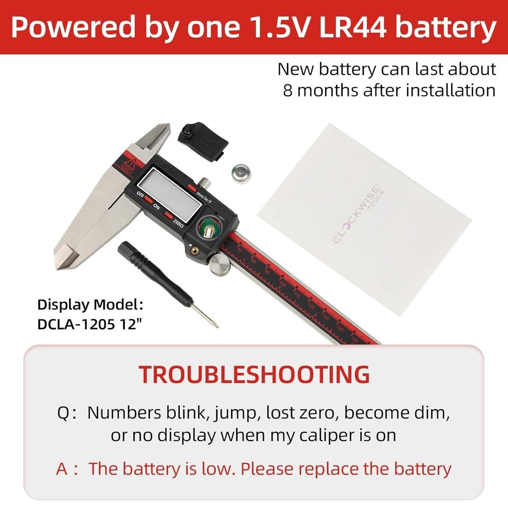 High Precision Digital Caliper with Large LCD & Instant Conversion - 300mm