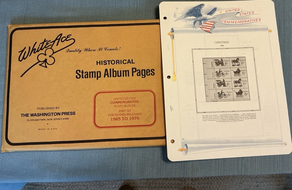 White Ace Stamp Album Pages For US Comm Plate Blocks Part 6 1965-1970 (w/o 1968)