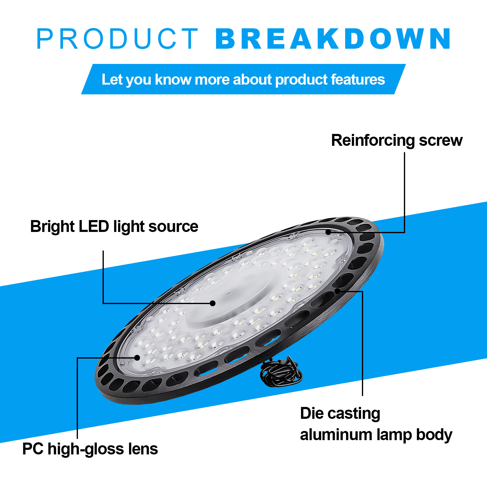 10 Pack 500W UFO LED High Bay Light Shop Industrial Commercial Factory Warehouse