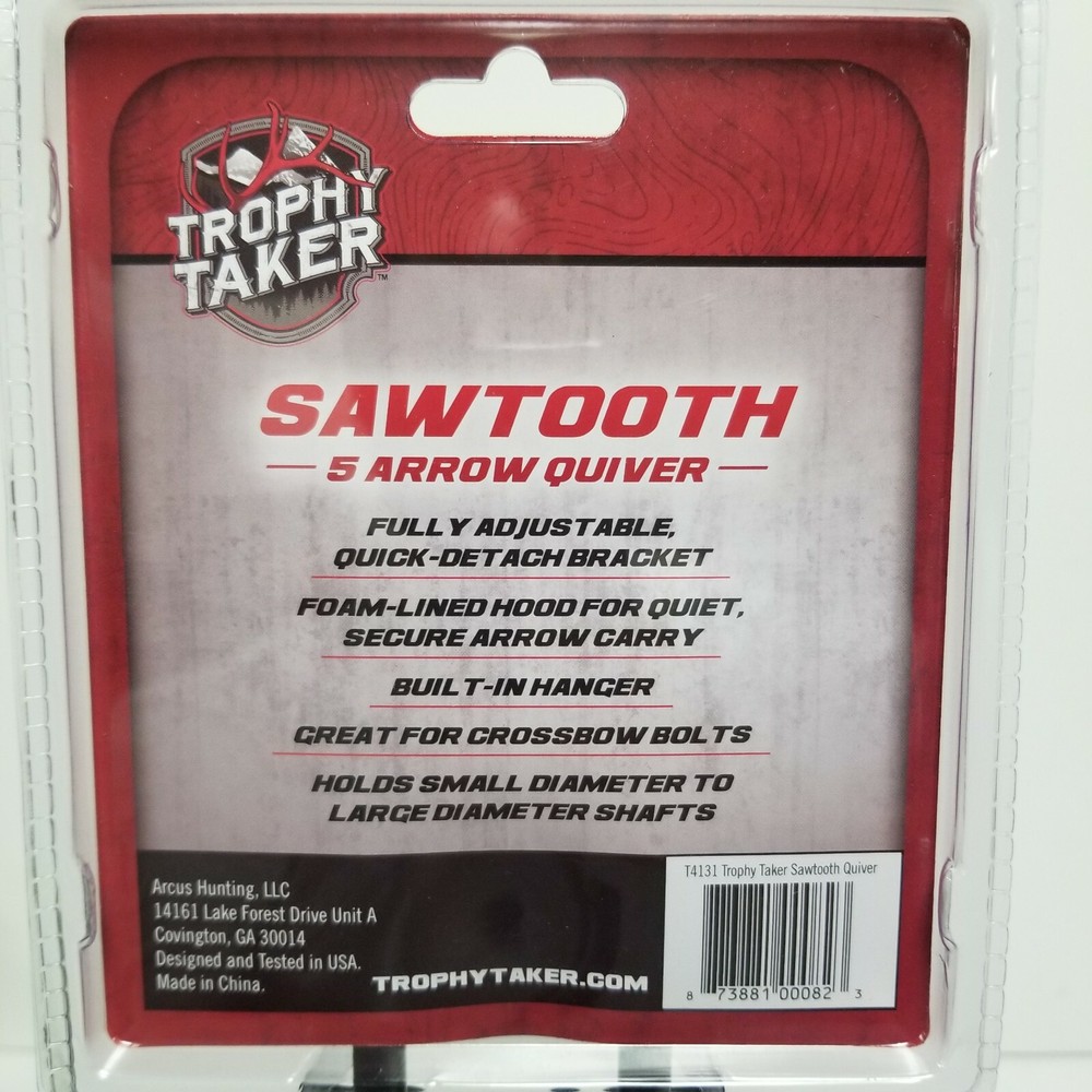 Trophy Taker Sawtooth 5 Arrow Quiver Adjustable Quick Detach Bracket +String wax