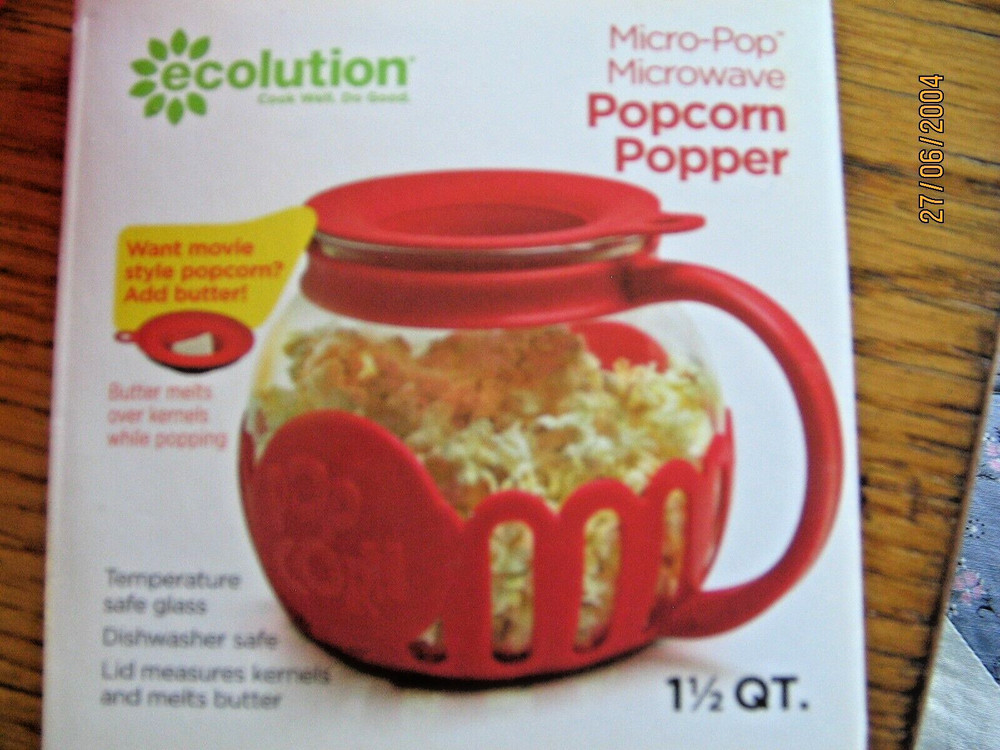 Ecolution 1.5qt. Microwave Popcorn Maker - Red New without Box