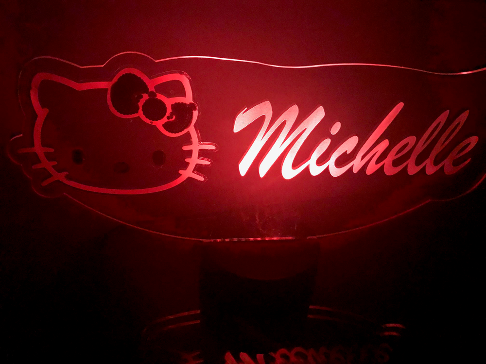 Hello Kitty Light Up Lamp LED Personalized Hello Kitty Table Lamp Remote Engrave