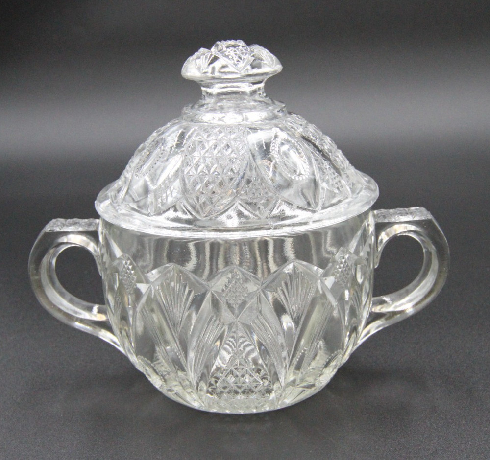 Two Handled Covered Candy Dish Sugar Bowl