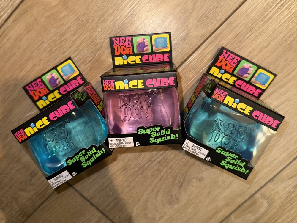 Needoh Nice Cube 3x -Sensory Squeeze Toy with Super Solid Squish - 2.25" Cube